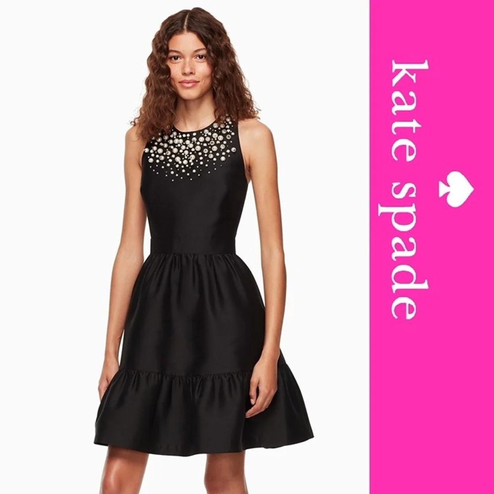 🎉 Kate Spade Pearl Embellished Mikado Dress
